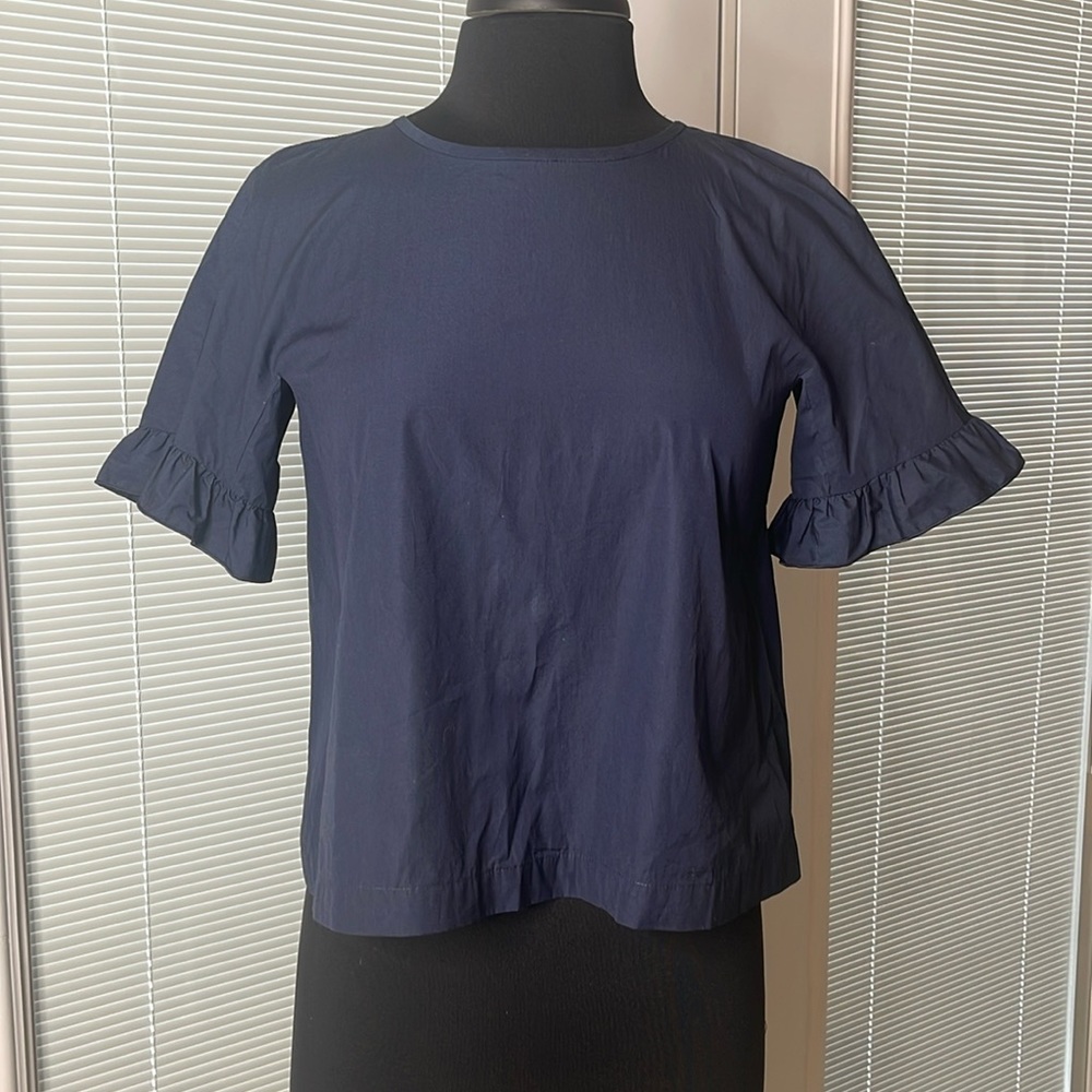 Maxmara Studio Cotton Ruffle Short Sleeve Top